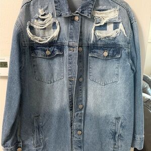 BKE Light Blue Distressed Jean Jacket